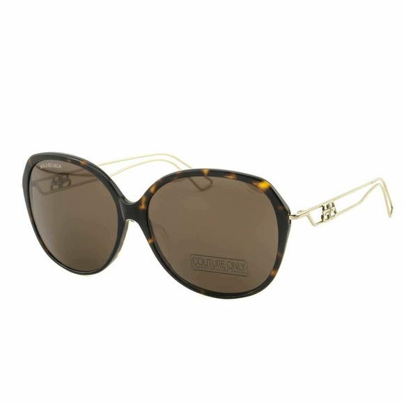 Balenciaga Oversized Round Havana Brown Acetate & Gold Frame Non-Polarized - Picture 2 of 8